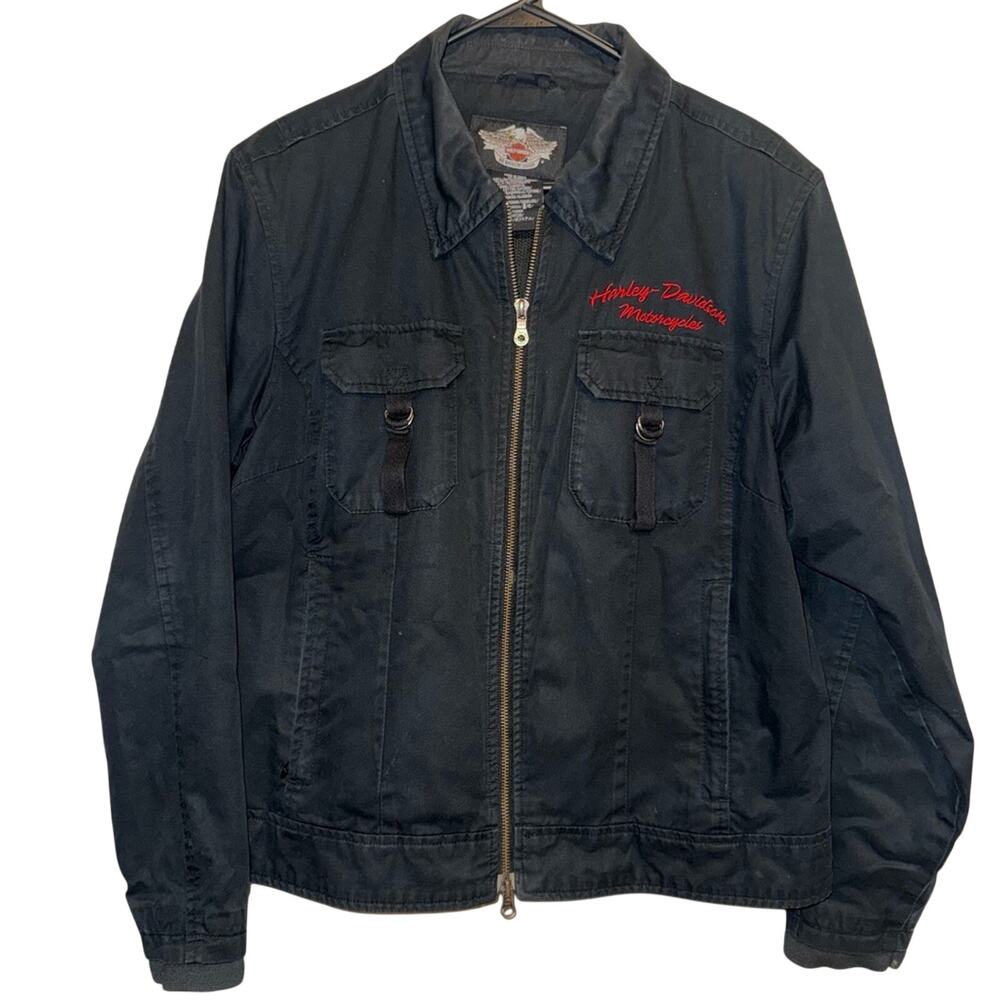 Harley Davidson Motorcycle Embroidered Heart Full Zip Biker Jacket 1W